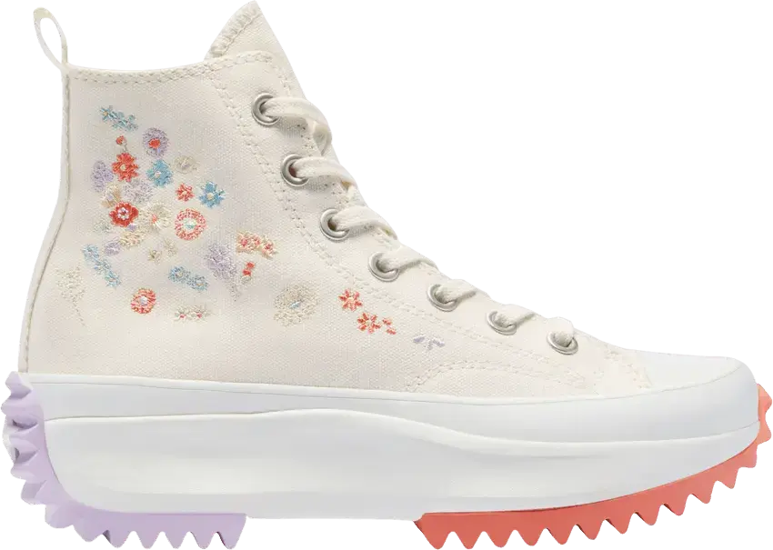  Converse Run Star Hike Platform Hi Embroidered Floral Egret