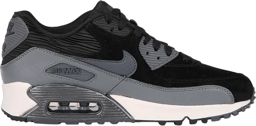  Nike Air Max 90 Leather Black Dark Grey (Women&#039;s)