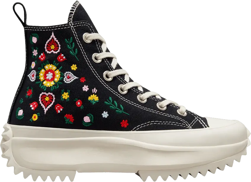  Converse Run Star Hike Hi Floral Embroidery Black