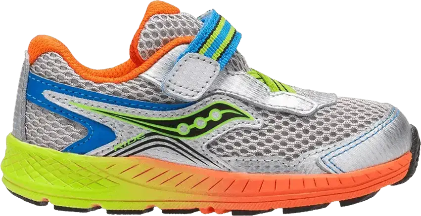  Saucony Ride 10 Little Kid &#039;Silver Orange Green&#039;