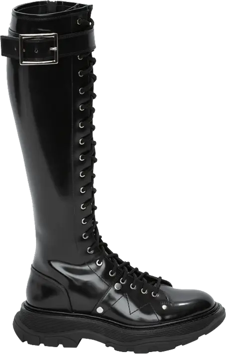  Alexander Mcqueen Alexander McQueen Wmns Tread Lace Up Boot &#039;Black Silver&#039;