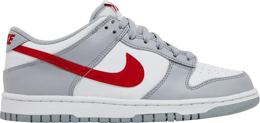  Nike Dunk Low White Wolf Grey University Red (GS)