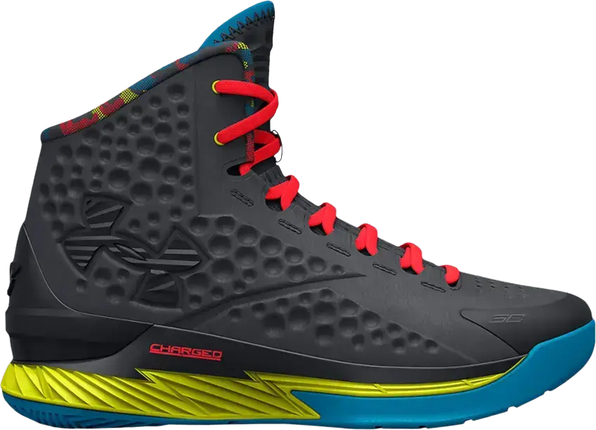  Under Armour Sour Patch Kids x Curry 1 Retro GS &#039;Pitch Grey&#039;