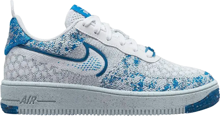  Nike Air Force 1 Low Crater Flyknit White Dark Marina Blue (GS)
