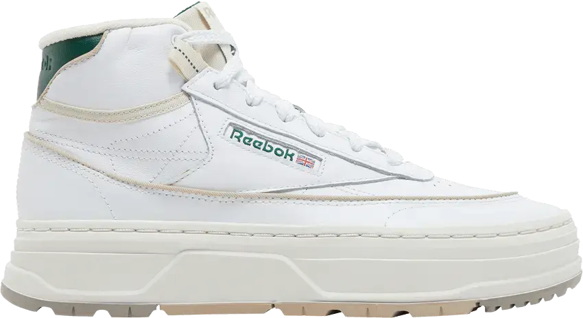  Reebok Club C Geo Mid White Dark Green (Women&#039;s)