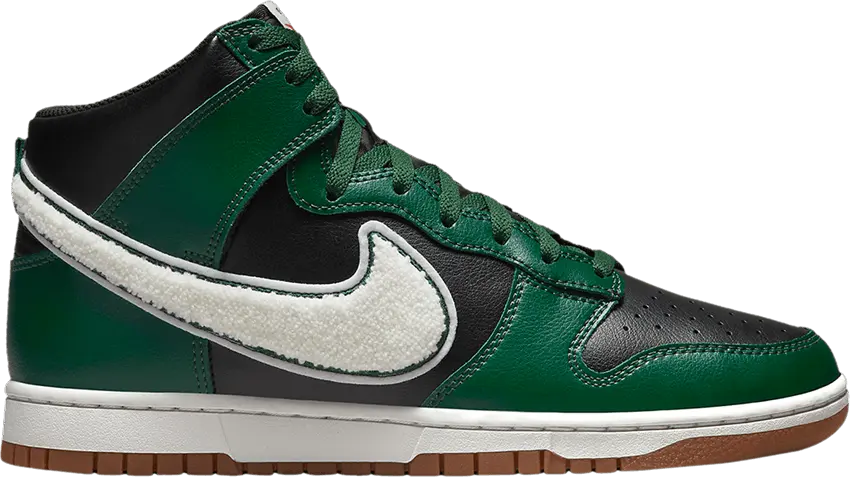  Nike Dunk High Chenille Swoosh Black Green