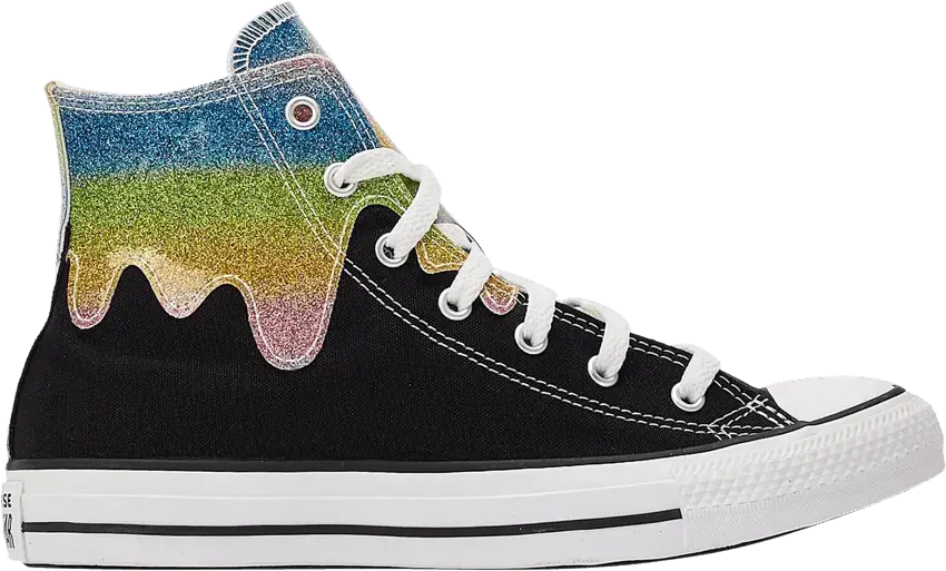  Converse Chuck Taylor All Star High GS &#039;Glitter Drip - Black&#039;