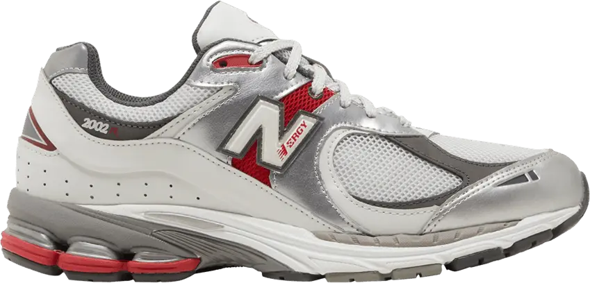  New Balance 2002R Silver Metallic Team Red