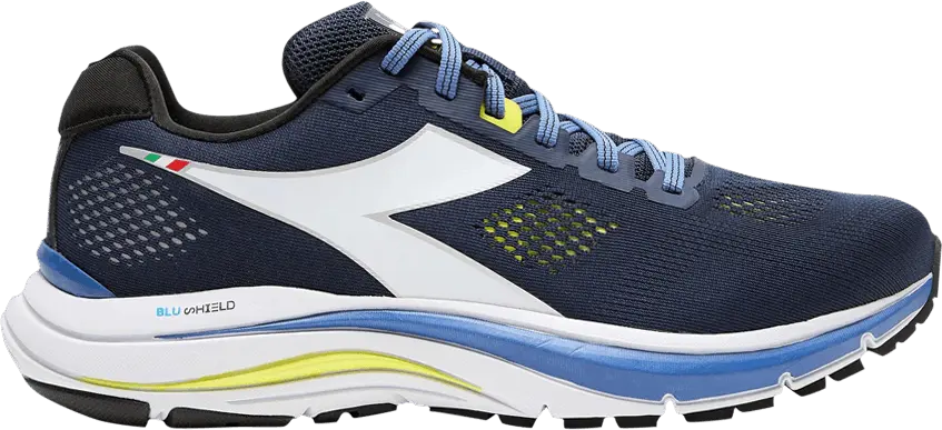  Diadora Mythos Blushield 7 Vortice &#039;Black Iris Neon Yellow&#039;