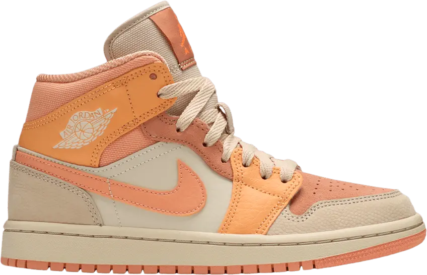  Jordan 1 Mid Apricot Orange (Women&#039;s)