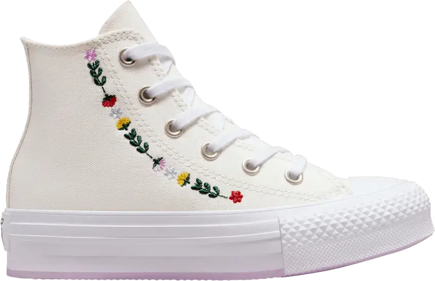  Converse Chuck Taylor All Star EVA Lift Platform High PS &#039;Floral Embroidery&#039;