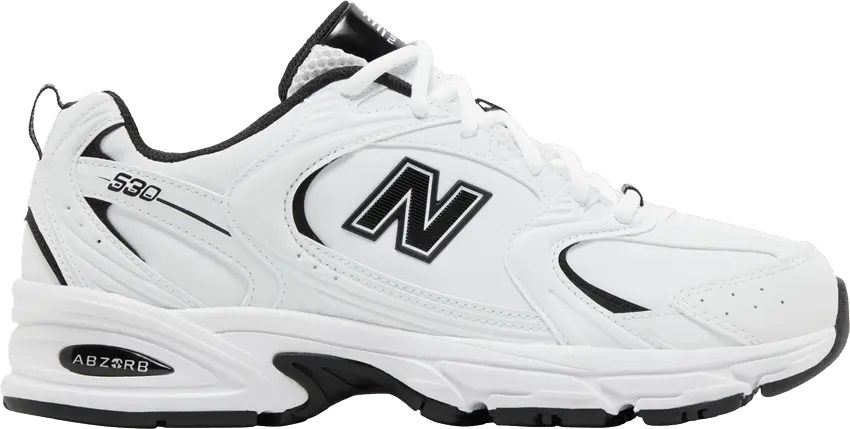  New Balance 530 White Black Leather