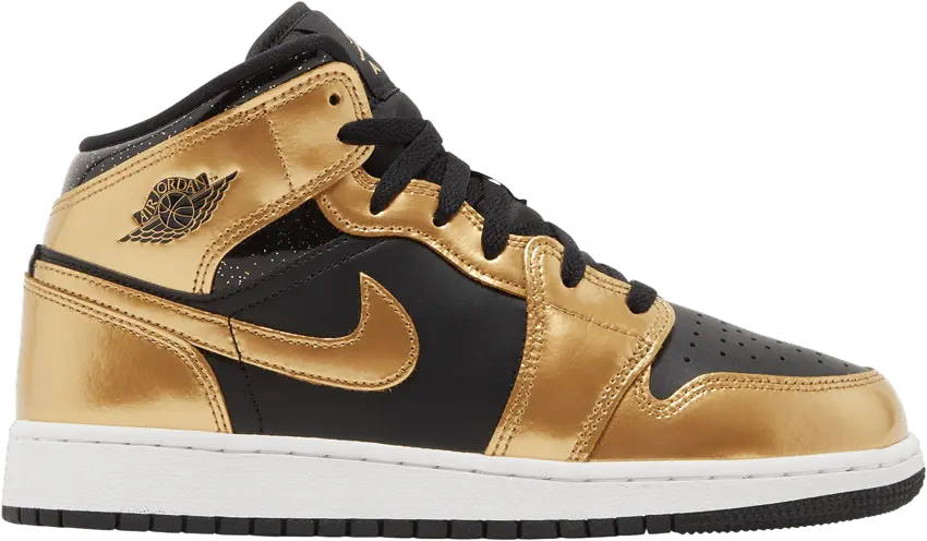  Jordan 1 Mid SE Metallic Gold Black (GS)