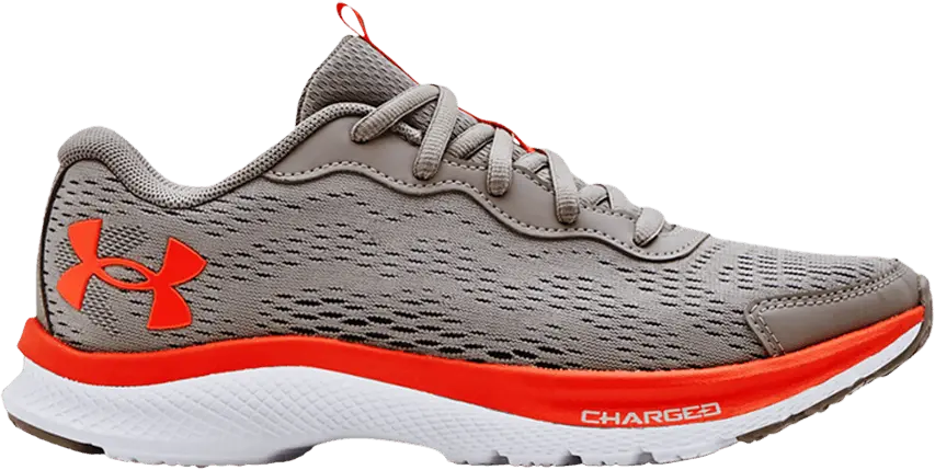  Under Armour Charged Bandit 7 GS &#039;Grey Wolf Orange&#039;