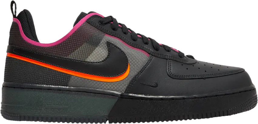  Nike Air Force 1 React Black Black Team Orange Pink Prime