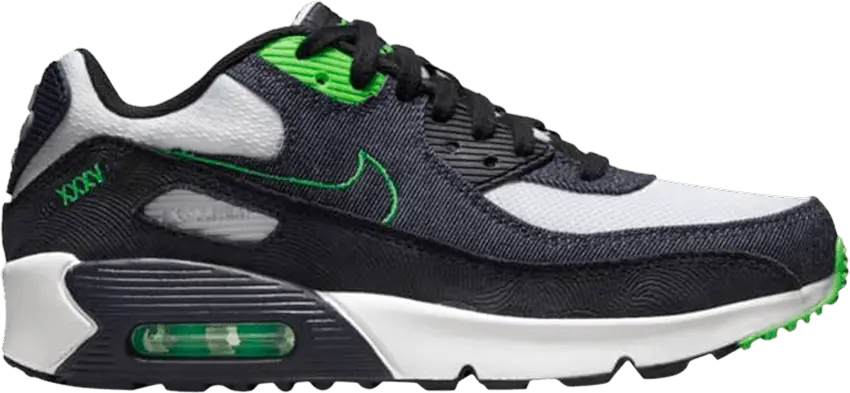  Nike Air Max 90 Leather SE GS &#039;Black Scream Green&#039;