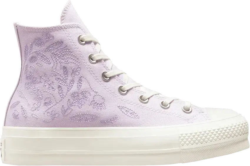  Converse Wmns Chuck Taylor All Star Lift Platform High &#039;Embroidered Floral - Pale Amethyst&#039;