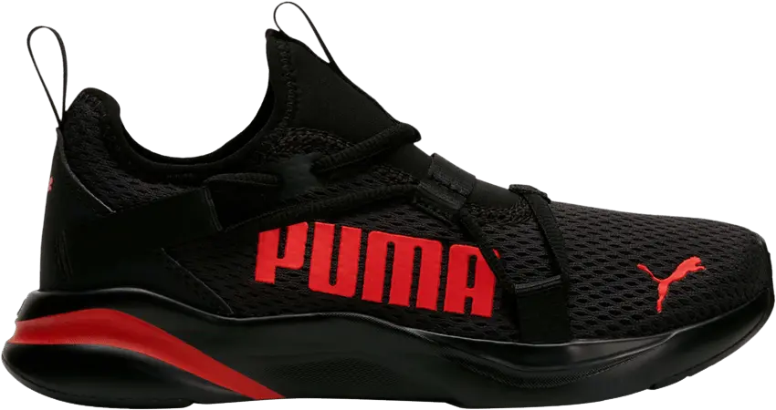  Puma SoftRide Rift Pop Big Kid &#039;Black High Risk Red&#039;