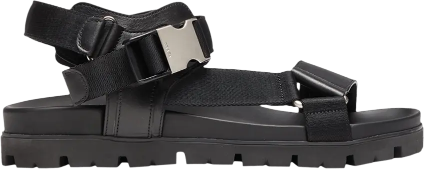  Prada Sporty Leather and Nylon Tape Sandal &#039;Black&#039;