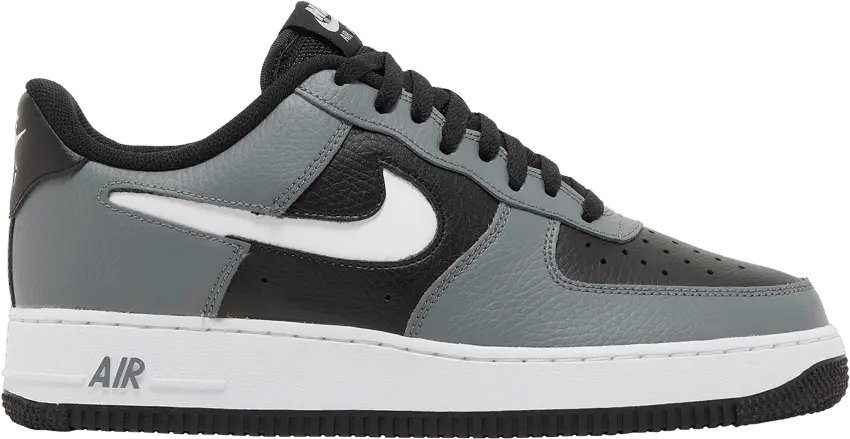  Nike Air Force 1 Low Grey Black Cut Out Swoosh