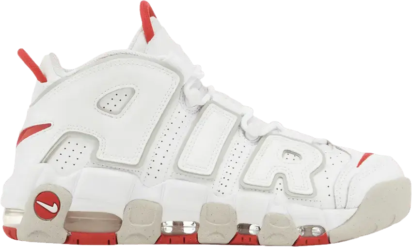  Nike Air More Uptempo 96 White Grey Fog University Red