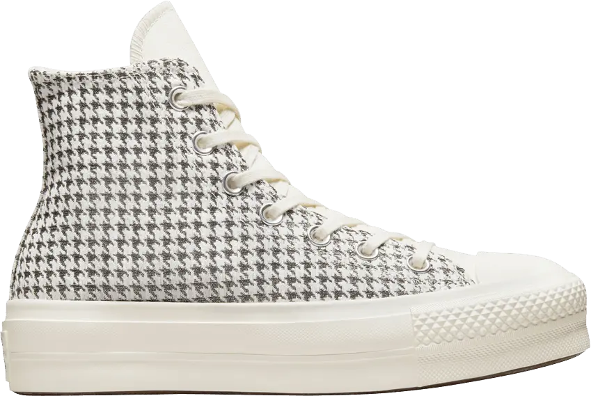  Converse Wmns Chuck Taylor All Star Lift Platform High &#039;Houndstooth Shine - Egret Pure Silver&#039;