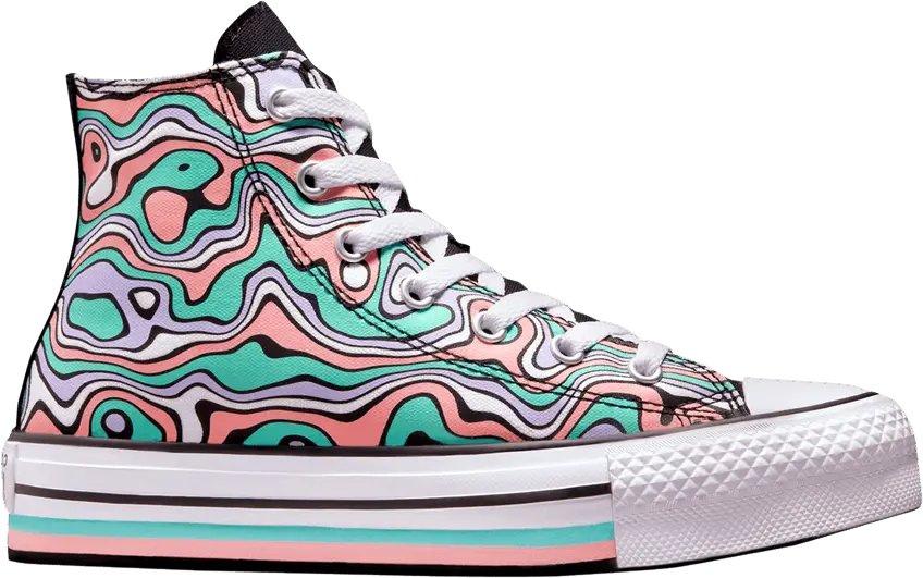  Converse Chuck Taylor All Star Lift Platform High GS &#039;Color Swirl&#039;