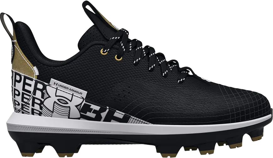  Under Armour Harper 7 Low TPU GS &#039;Black White Gold&#039;