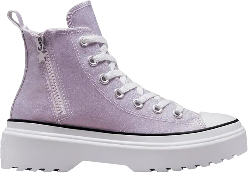  Converse Chuck Taylor All Star Lugged Lift Platform High GS &#039;Vapor Violet Glitter&#039;