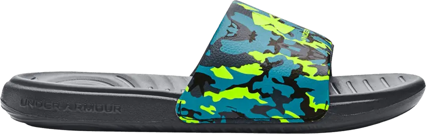  Under Armour Ansa Graphic Slide GS &#039;Blue Lime Surge Camo&#039;