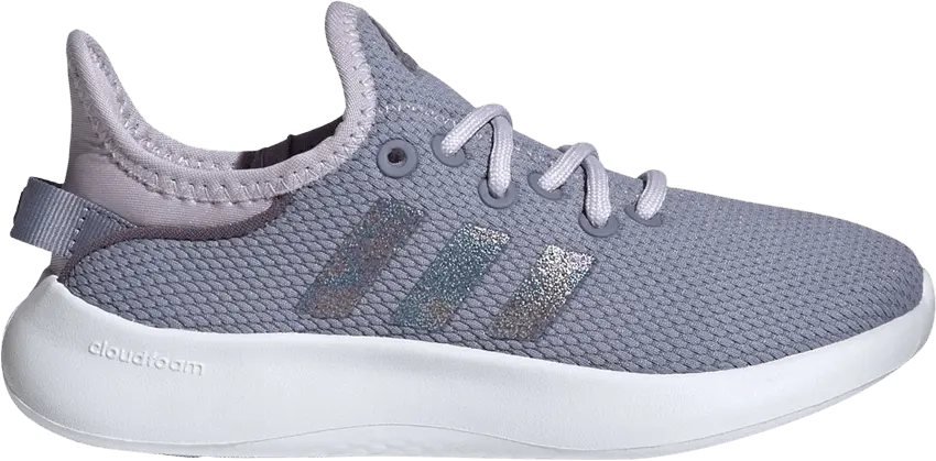  Adidas Cloudfoam Pure Big Kid &#039;Silver Violet Glitter&#039;