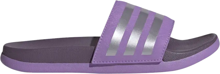  Adidas Adilette Comfort Slide J &#039;Violet Fusion Matte Silver&#039;