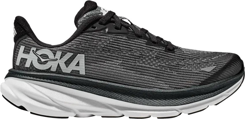  Hoka One One Clifton 9 Kids &#039;Black White&#039;