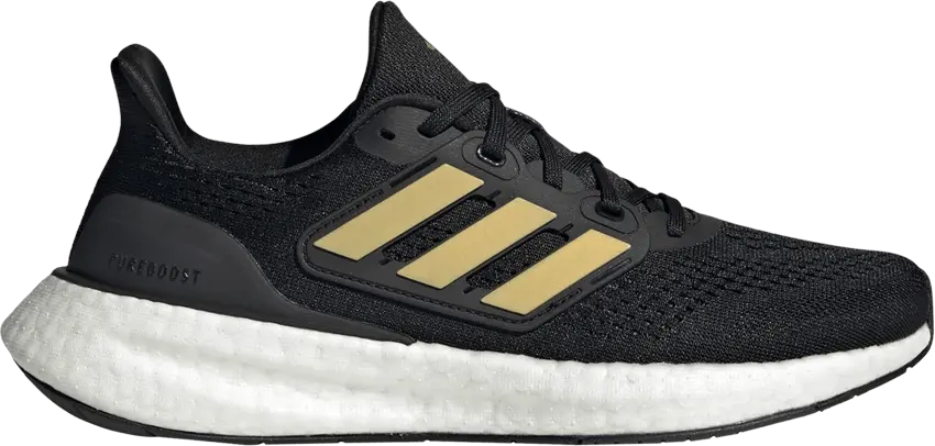  Adidas Wmns PureBoost 23 &#039;Black Gold Metallic&#039;