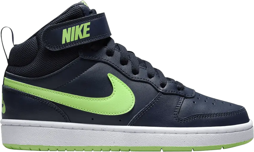  Nike Court Borough Mid 2 GS &#039;Dark Obsidian Lime Blast&#039;