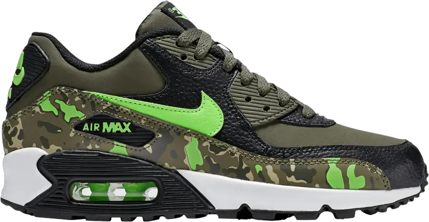  Nike Air Max 90 Premium Leather GS &#039;Green Strike Camo&#039;