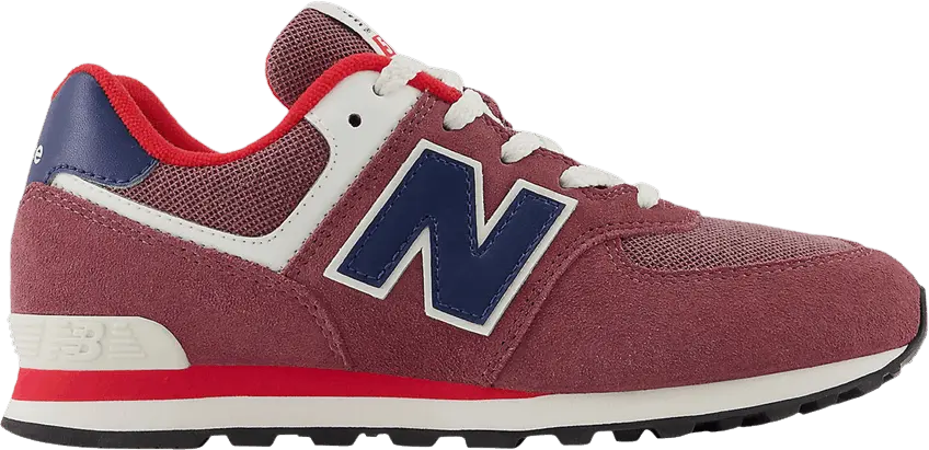  New Balance 574 Big Kid Wide &#039;Washed Burgundy Navy&#039;