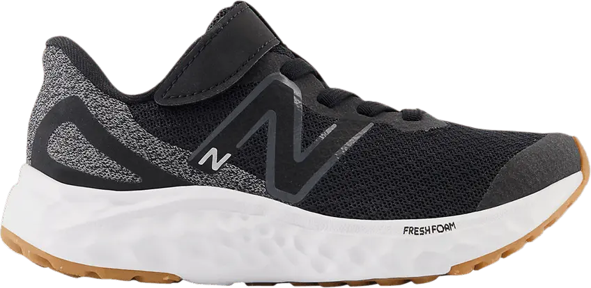  New Balance Fresh Foam Arishi v4 Bungee Lace Little Kid Wide &#039;Black White Gum&#039;