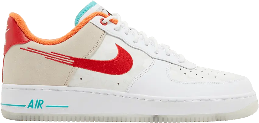  Nike Air Force 1 Low &#039;07 PRM Just Do It White Red Teal