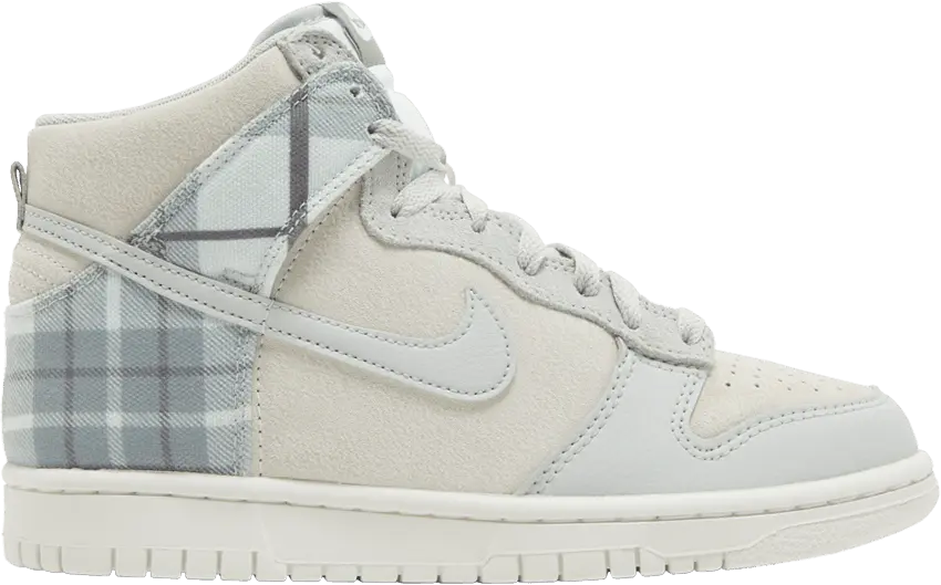  Nike Dunk High SE Tartan Plaid White Light Green (GS)