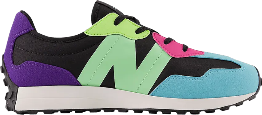  New Balance 327 Big Kid Wide &#039;Black Green Purple&#039;