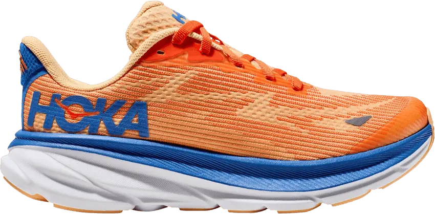  Hoka One One Clifton 9 Kids &#039;Vibrant Orange Impala&#039;