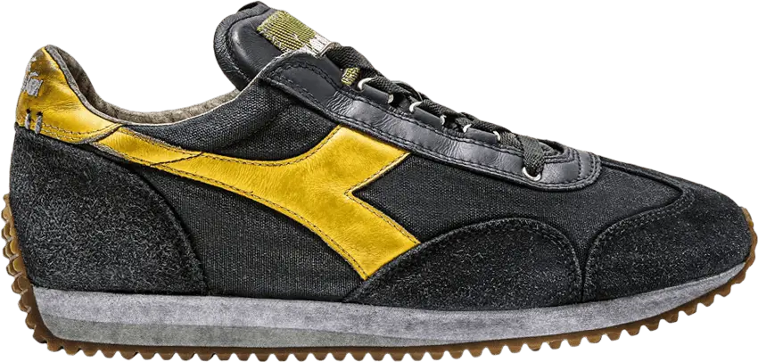 Diadora Equipe H Dirty Stone Wash Evo &#039;Black Ebony Yellow&#039;