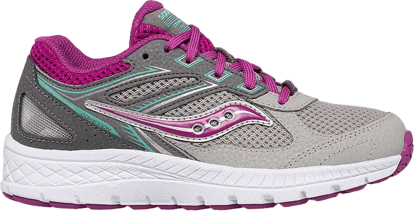 Saucony Cohesion 14 Lace Big Kid &#039;Grey Fuchsia&#039;