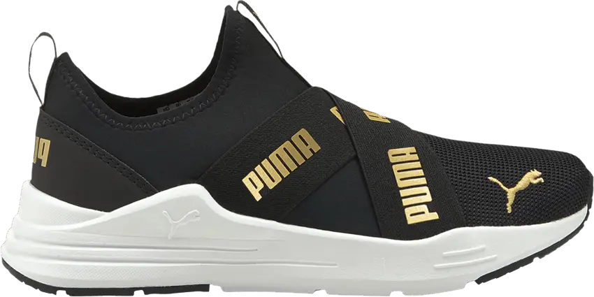  Puma Wired Run Slip-On Big Kid &#039;Black Team Gold&#039;