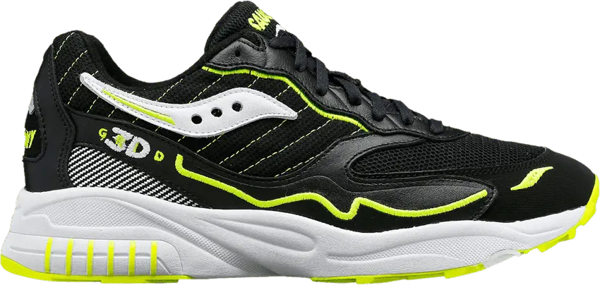 Saucony 3D Grid Hurricane Black Acid Yellow