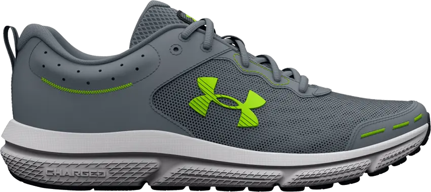  Under Armour Charged Assert 10 4E Wide &#039;Gravel Lime Surge&#039;